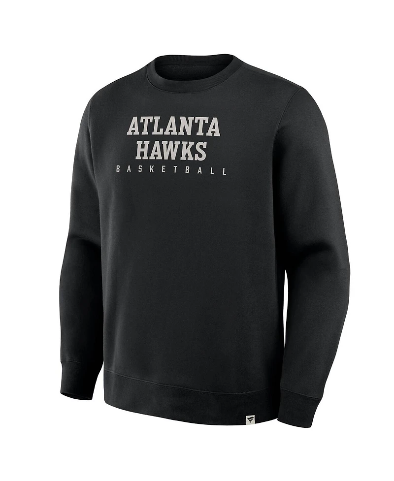 Fanatics Men's Black Atlanta Hawks Crossover Collection Defensive Rotation Drill Premium Pullover Sweatshirt