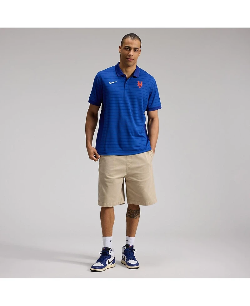 Nike Men's Royal New York Mets Authentic Collection Striped Victory Dri-fit Polo Shirt
