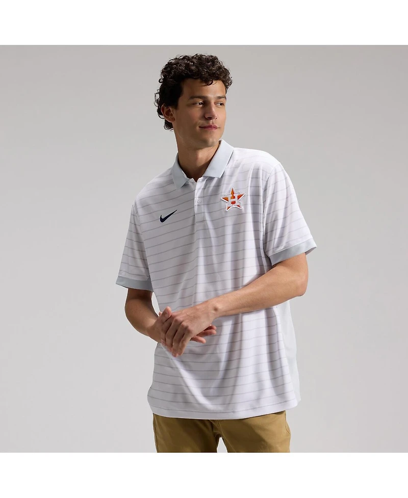 Nike Men's White Houston Astros Authentic Collection Striped Victory Dri-fit Polo Shirt