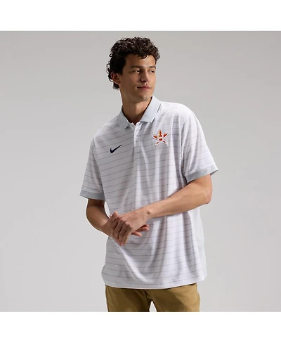 Nike Men's White Houston Astros Authentic Collection Striped Victory Dri-fit Polo Shirt
