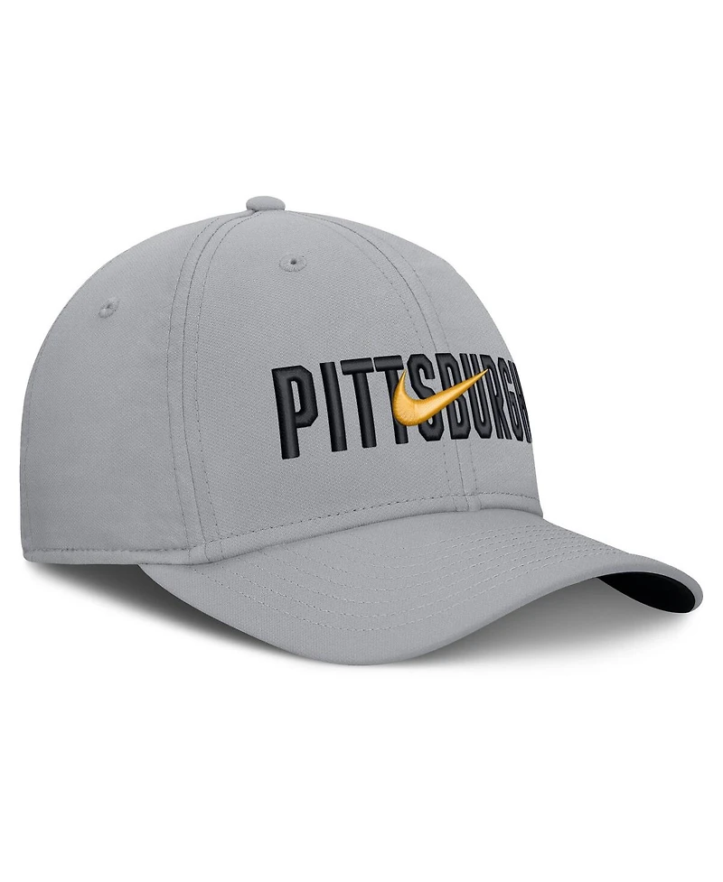 Nike Men's Gray Pittsburgh Pirates Primetime Rise Dri-fit Flex Hat