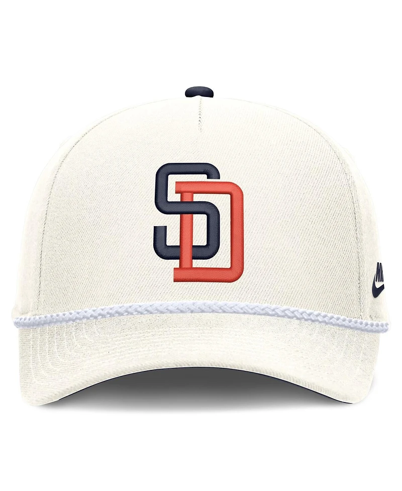 Nike Men's Cream San Diego Padres Cooperstown Rise Adjustable Hat