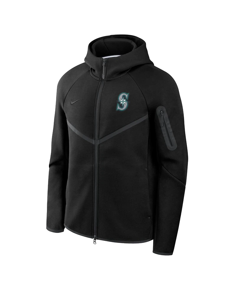 Nike Men's Black Seattle Mariners Tech Fleece Raglan Full-Zip Windrunner Hoodie