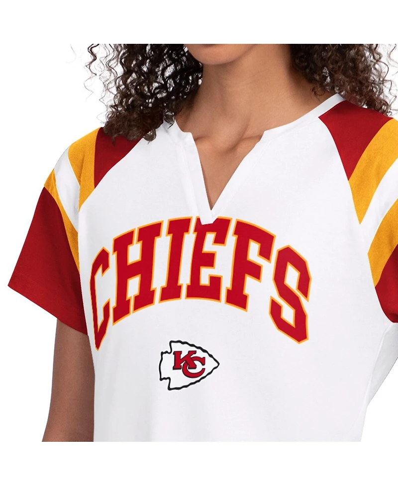 Starter Women's White Kansas City Chiefs Game On Notch Neck T-Shirt