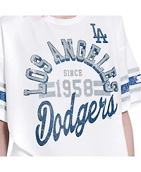 Starter Women's White Los Angeles Dodgers Cropped Hurry Up Offense T-Shirt