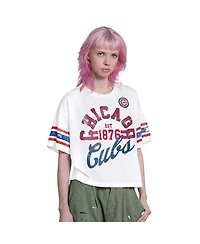 Starter Women's White Chicago Cubs Cropped Hurry Up Offense T-Shirt