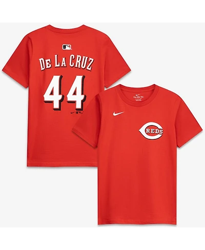 Nike Big Boys and Girls Elly De La Cruz Red Cincinnati Reds Name Number T-Shirt