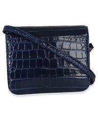 Pre-Owned Balenciaga B. Navy Croc Small Shoulder Bag