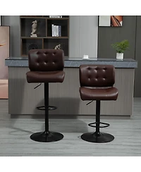 flynama Bar Height Adjustable Bar Stools Set of 2, Brown, 330 Lbs Capacity