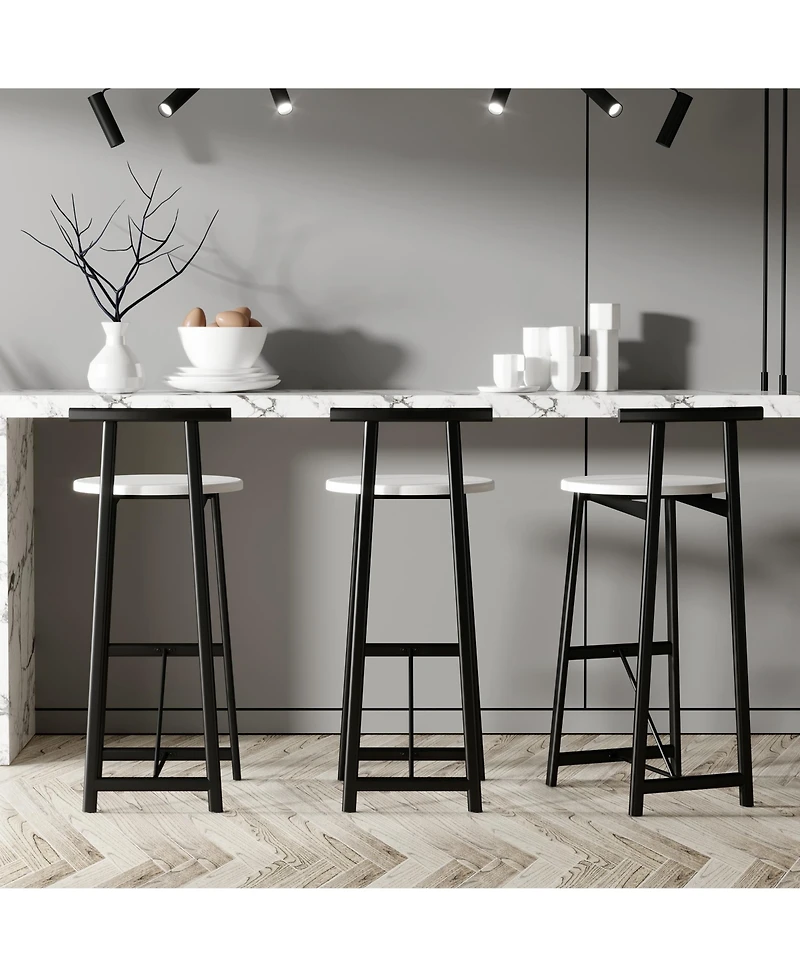 flynama Metal Counter Bar Stools Set of 3 with Backrest
