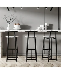 flynama Metal Counter Bar Stools Set of 3 with Backrest