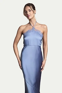 Oasis Women's Halter Satin Maxi Bridesmaid Dress