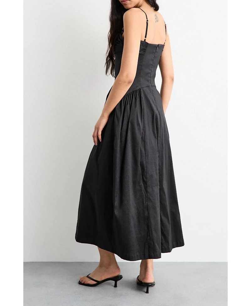 Warehouse Women's Dropped Waist Ruched Bust Midi Dress