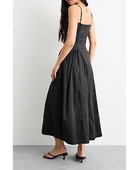 Warehouse Women's Dropped Waist Ruched Bust Midi Dress