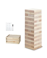 Mecale Giant Tumbling Tower 60 Pine Wood Blocks with Storage Crate