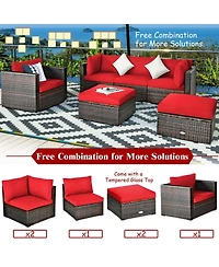 Gouun 6-Piece Modular Rattan Patio Set with Convertible Ottoman