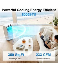 Antartic Star 8000 Btu Portable Air Conditioner, Compact Ac Unit with Remote, Adjustable Thermostat, Sleep Mode, 24H Timer, Window Kit