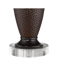 360 Lighting Cody Farmhouse Table Lamps Set of 2 with Round Risers 27 1/2" Tall Oiled Hammered Drum Shade for Bedroom House Home