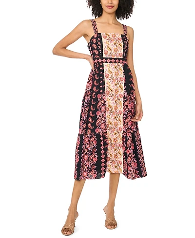 CeCe Women's Sleeveless Square Neck Midi Dress