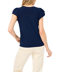 CeCe Women's Double Ruffle-Sleeve Crewneck Top