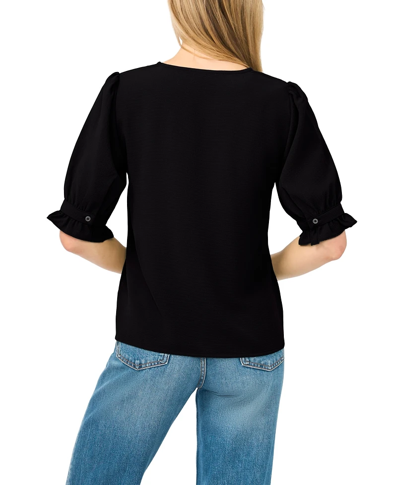 CeCe Women's Elbow-Sleeve V-Neck Blouse