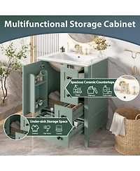 Sillysis 24"Bathroom Vanity with Sink, Modern Multi-Drawer Storage with Soft Close, Easy Assembly for Small Spaces