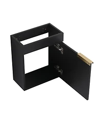 Sillysis 16.8 Inch Bathroom Vanity with 3-Tier Storage Rack and Ceramic Sink, Black Wall Mounted Modern Cabinet, Soft Close Door for Small Spaces