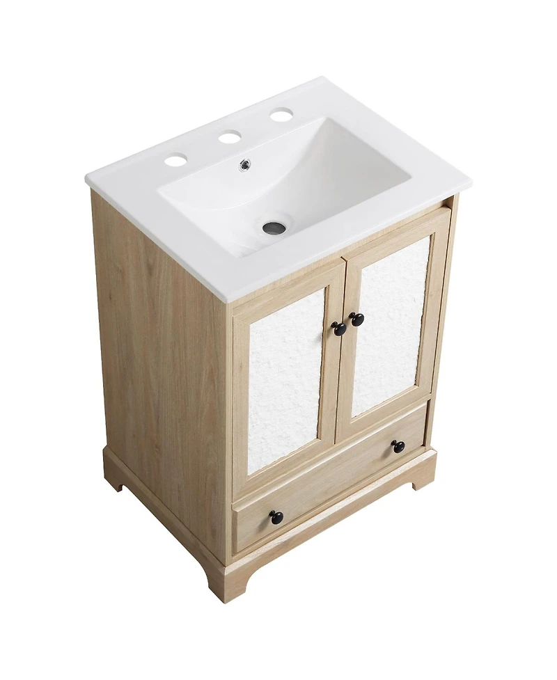 Sillysis 24 Inch Bathroom Vanity with Ceramic Sink, Soft Close Doors