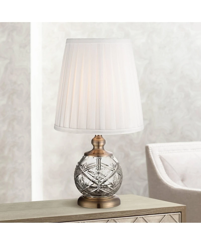 Regency Hill Ida Traditional Accent Table Lamp 15" High Crystal Sphere Empire Shade for Bedroom Bedside Nightstand Office Family House Home