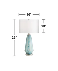 Possini Euro Design Jaime 26" High Modern Coastal Table Lamp Usb Dimmer Art Glass Single Living Room Charging Bedroom