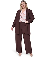 Calvin Klein Plus Collarless Open-Front Rollback-Cuff Jacket
