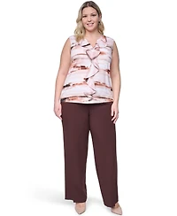 Calvin Klein Plus Sleeveless Ruffle-Front V-Neck Top