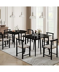 Slickblue Extendable Dining Table Set with Half Round and Rectangular Tables