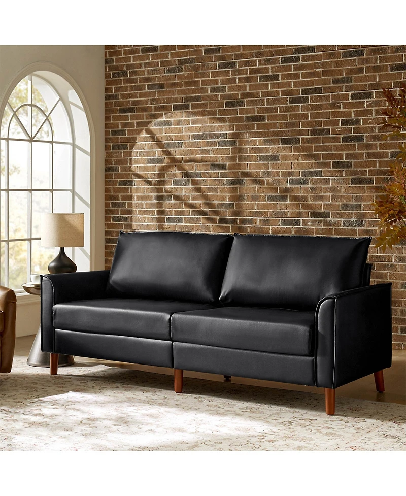 Hulala Home Alpha Mid-Century Modern Faux Leather Sofa