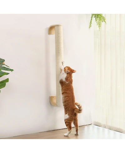 Aronkl Cat Wall Scratcher 60" Tall Mounted Kitten Sturdy Sisal Climbing Tree For Indoor Large Cats