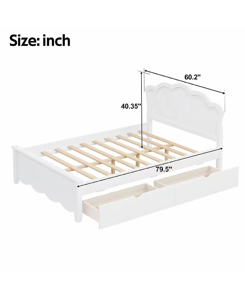 Streamdale Furniture Wood Platform Bed with Headboard and Two Drawers