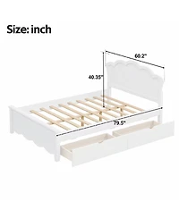 Streamdale Furniture Wood Platform Bed with Headboard and Two Drawers