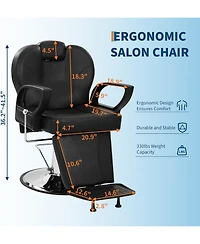 gaomon Barber Chair Reclining Salon Chairs for Hair Stylist Heavy Duty Hydraulic Salon Shampoo Chair with Headrest and Footrest,360 Degree Swivel
