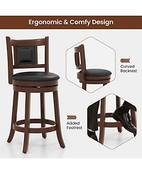 Gymax 25.5'' Swivel Bar Stool Set of Counter Height Bar Stools Armless Chairs for Pub