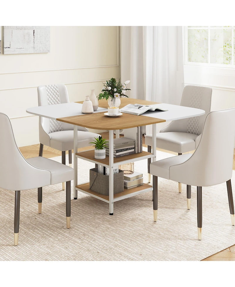 Modern 47.5 Inches Square Kitchen Table Mixed Color Tabletop