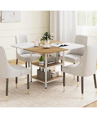 Modern 47.5 Inches Square Kitchen Table Mixed Color Tabletop