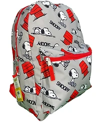 Fast Forward Gray Snoopy 16" Nylon School Backpack for Kids, with a front Pocket