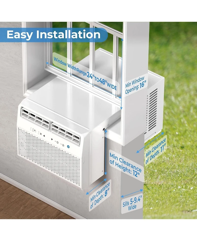 Antarctic Star 10000 Btu Saddle Window Air Conditioner, Ultra-Quiet with Full Window View