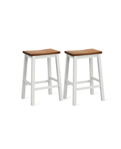 Sugift Saddle Bar Stools Set of Two with Footrests for Kitchen Island