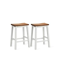 Sugift Saddle Bar Stools Set of Two with Footrests for Kitchen Island