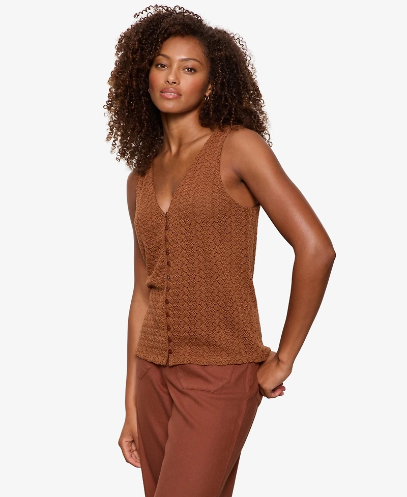 Sanctuary Women's No Rush Button-Front Sleeveless Tank Top