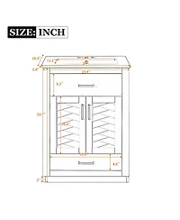 Sillysis Freestanding Bathroom Vanity with Ceramic Sink, 2 Door Cabinet and Tip-Out Drawer, Modern Storage for Small Spaces