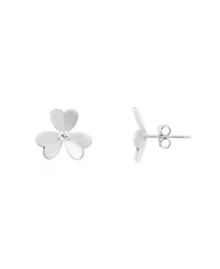 The Lovery Clover Petal Cz Stud Earrings Sterling Silver