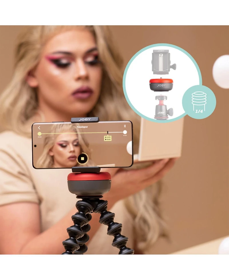 Joby Spin Bluetooth Electronic Head, Motion Control, Motorized Mobile Phone Panning Base, Video Panoramic, Tripod Mount, Vlogging, Content