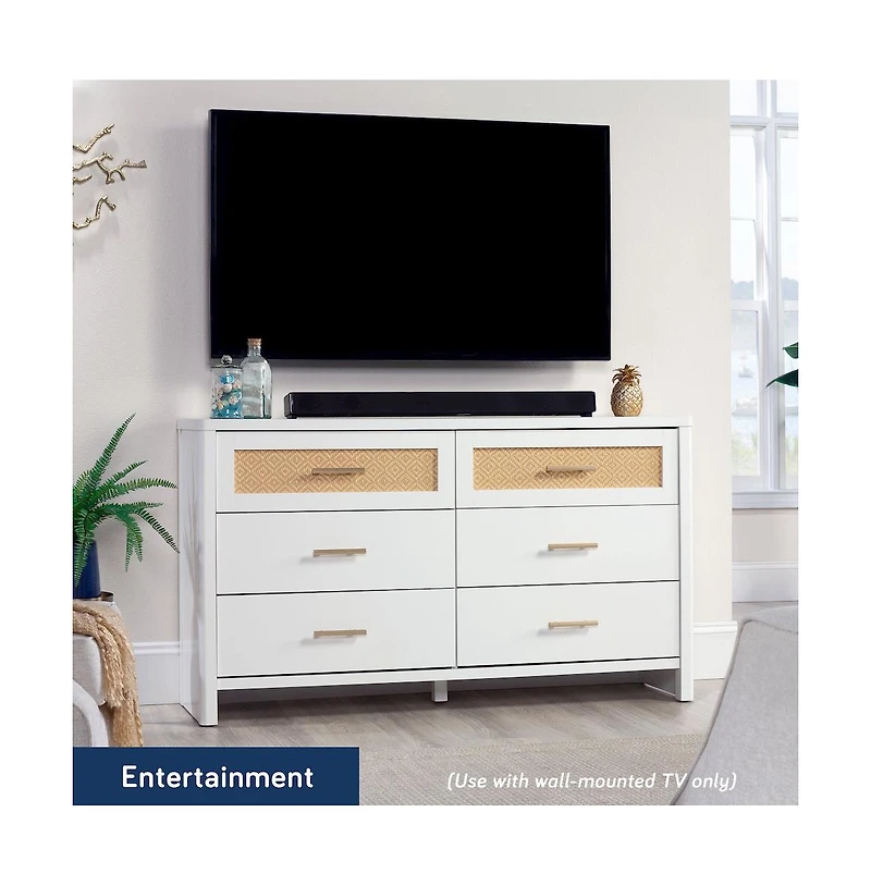 Sauder Isabella Isle 6-Drawer Dresser, White Finish